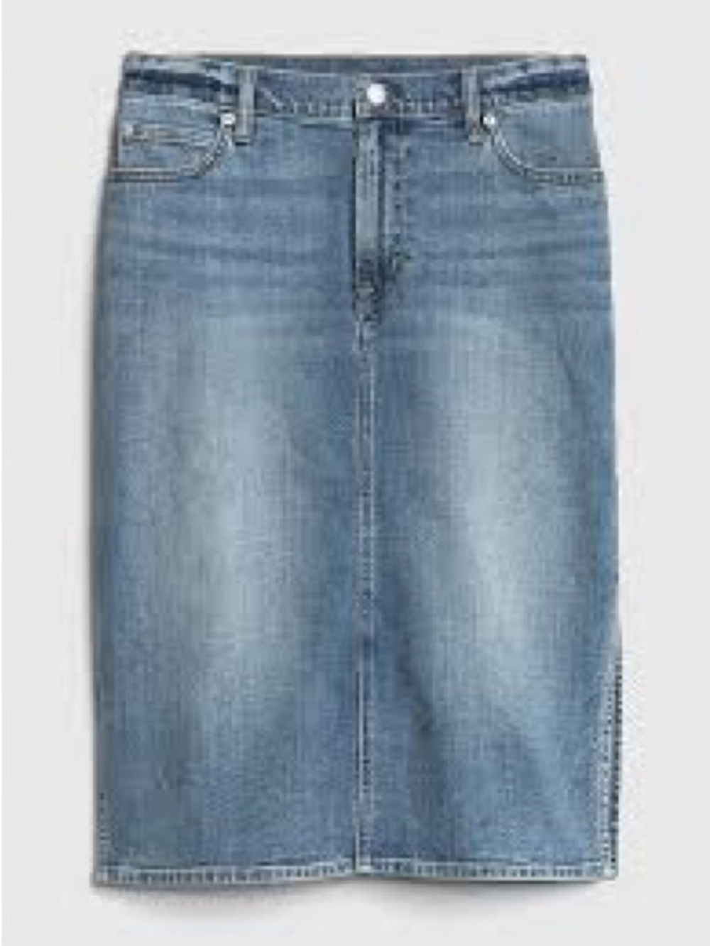 GAP Denim high waist Blue Jean midi skirt with Contrast Stitching